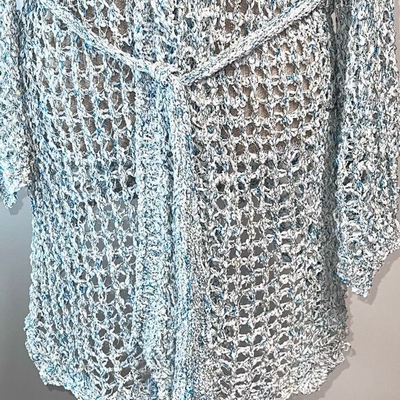 NWT POL Part of Your World Stretchy Loose Weave Belted Cardigan Womens L - Picture 4 of 8